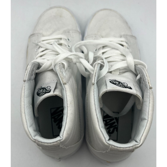 Vans Sk8-Hi Lite Sample White Canvas High Top Shoes Mens 9 Womens 10.5 RARE